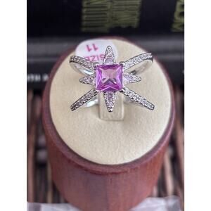 Bomb Party Ring RBP8361 “Glamorous Stylista” Size 11 Pink Corundum On Rhodium